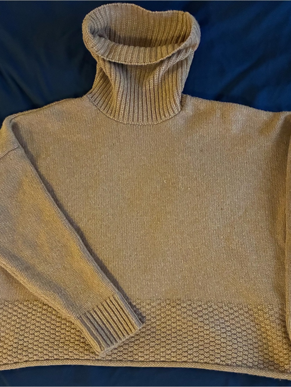 Madewell Women's Tan Ribbed Turtleneck Polymede/Merino Wool Sweater